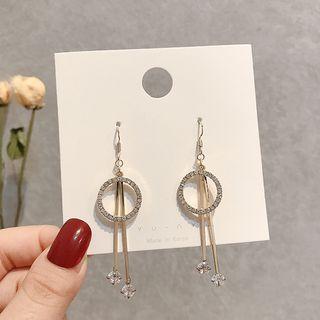 Rhinestone Hoop Fringed Earring 1 Pair - E1706 - Gold - One Size