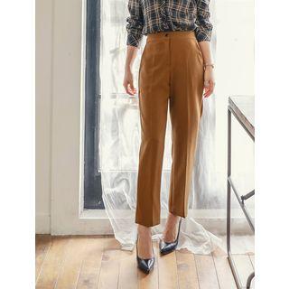 Elasticized-waist Straight-cut Pants