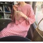 Checked V-neck Maxi Dress