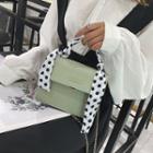 Polka Dot Paneled Faux Leather Shoulder Bag