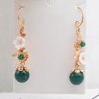 Retro Agate Flower Dangle Earring As Shown In Figure - One Size