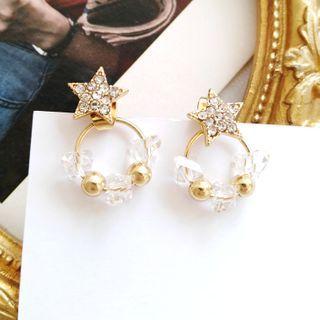 Rhinestone Star Hoop Earring / Clip-on Earring