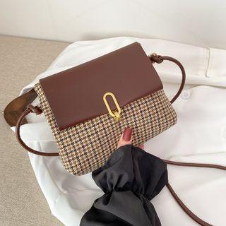 Houndstooth Paneled Crossbody Bag