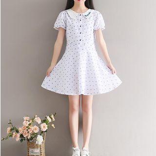 Printed Peterpan Collar Short-sleeve A-line Dress
