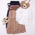 Set: Boatneck Lace Top + Midi Skirt With Belt