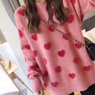 Round Neck Heart Sweater