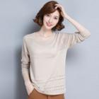 Perforated Plain Knit Top