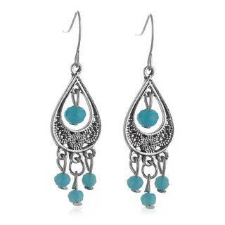Dangle Earring 01 - 9365 - Silver & Blue - One Size