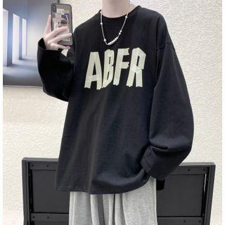 Long-sleeve Drop Shoulder Lettering T-shirt