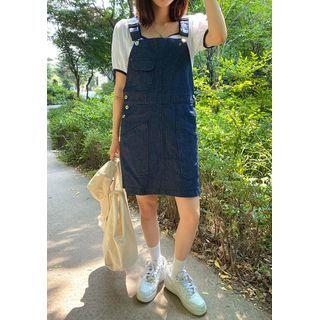 Buckle-strap Denim Overall Dress