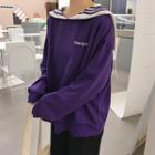Sailor Collared Embroidered Long-sleeve Pullover