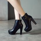 Faux Leather Platform High Heel Ankle Boots