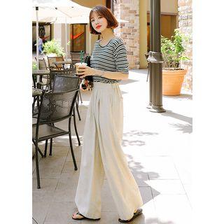 Plus Size - Pleated Wide-leg Pants