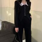 Long-sleeve Polo Shirt Black - One Size