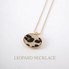 Leopard Disc Pendant Long Necklace Gold - One Size
