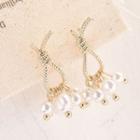 Faux Pearl Knotted Drop Earring 1 Pair - Silver Needle Earrings - One Size