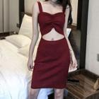 Sleeveless Cutout Knit Dress Wine Red - One Size