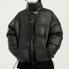 Long-sleeve High-neck Padded Jacket + Tie