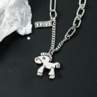Alloy Banknote & Horse Pendant Necklace As Shown In Figure - One Size