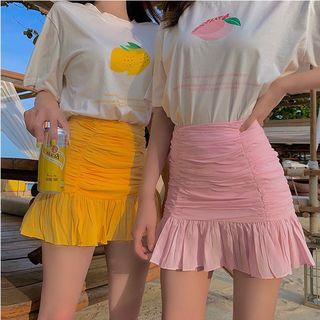 High-waist Ruffled Pleated Mini Skirt