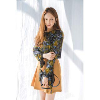 Tie-sleeve Floral Print Top