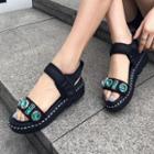 Rhinestone Accent Ankle Strap Sandals