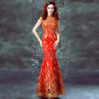 Embroidered Evening Gown