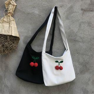 Cherry-accent Canvas Crossbody Bag