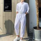 Long-sleeve Linen Jumpsuit
