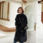 Collared Faux-fur Coat Black - One Size