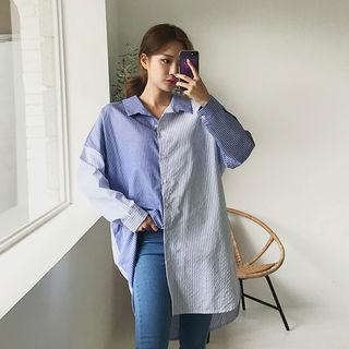 Asymmetric-stripe Oversized Shirt