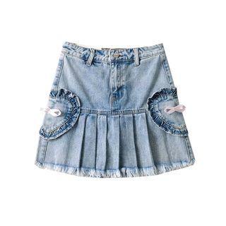 Heart Ruffled A-line Denim Skirt