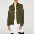 Fray-trim Studded Denim Jacket