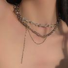 Rhinestone Bone Choker / Layered Chain Necklace / Set