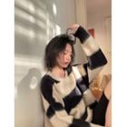 Striped Fluffy Sweater Striped - Black & White - One Size