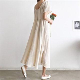 High-waist Long Linen Dress
