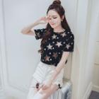 Star Perforated Short Sleeve T-shirt