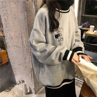 Embroidered Pullover Gray - One Size