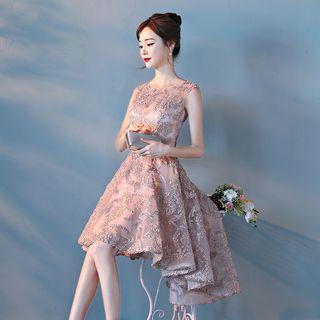 Dip Back Embroidered Cocktail Dress