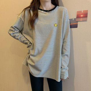 Long-sleeve Striped Smiley T-shirt