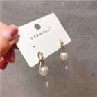 Alloy Knot Faux Pearl Dangle Earring 1 Pair - Silver Steel - As Shown In Figure - One Size