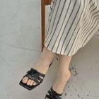 Flare-heel Woven Sandals