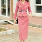 Set: Single-breasted Jacket + Maxi Straight-fit Skirt