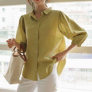Balloon 3/4-sleeve Linen Shirt
