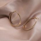Rhinestone Alloy Hoop Earring 1 Pair - 925 Silver Needle - Gold - One Size