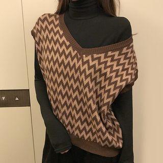 Chevron V-neck Knit Vest