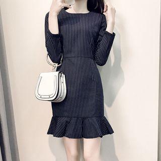 Pinstripe Long-sleeve Mermaid Dress