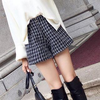 Houndstooth High-waist Acrylic Shorts