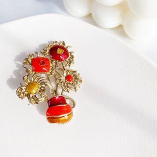 Flower Vase Pin Brooch As Shown In Figure - One Size