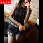 Set: Glittered Long-sleeve Top + Camisole Top